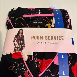 Room Service Floral Shawl Collar Pajama Set